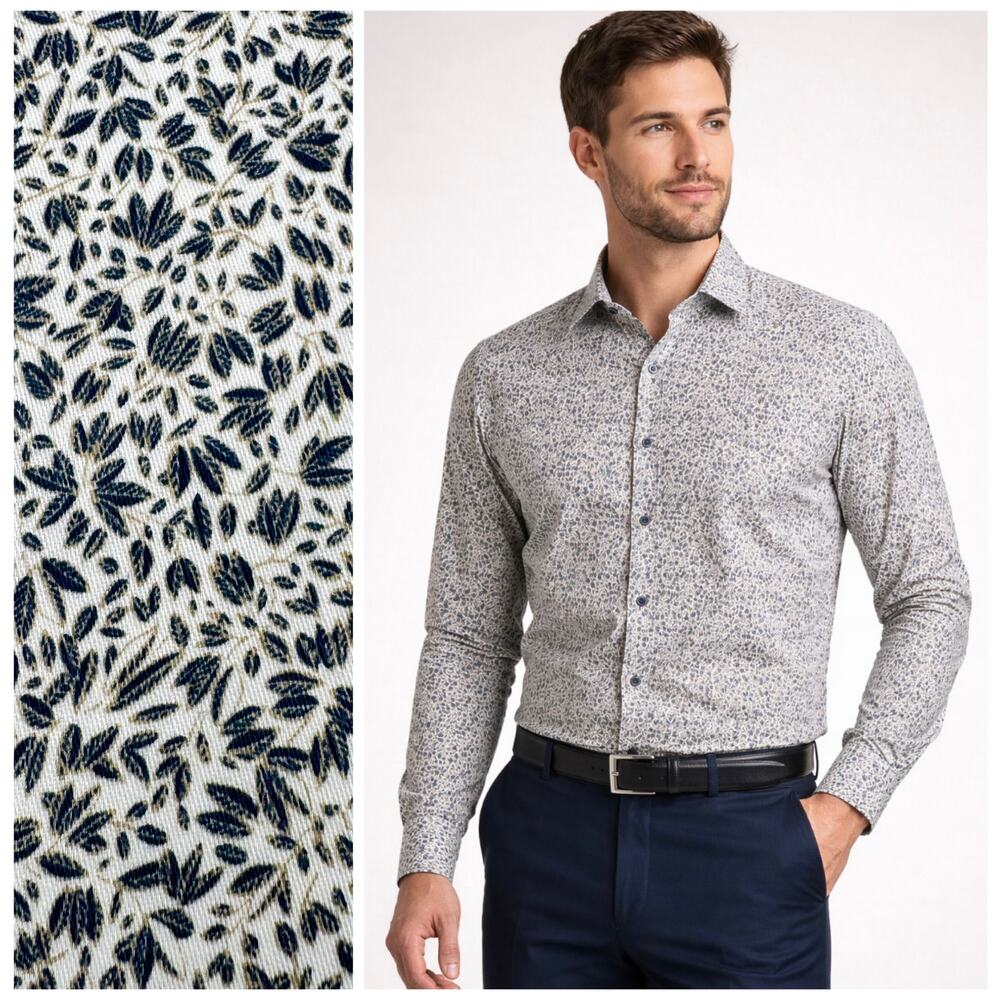 Arturo Calle NEW Mens XL Slim Fit Micro Floral Casual Button-Up Shirt European